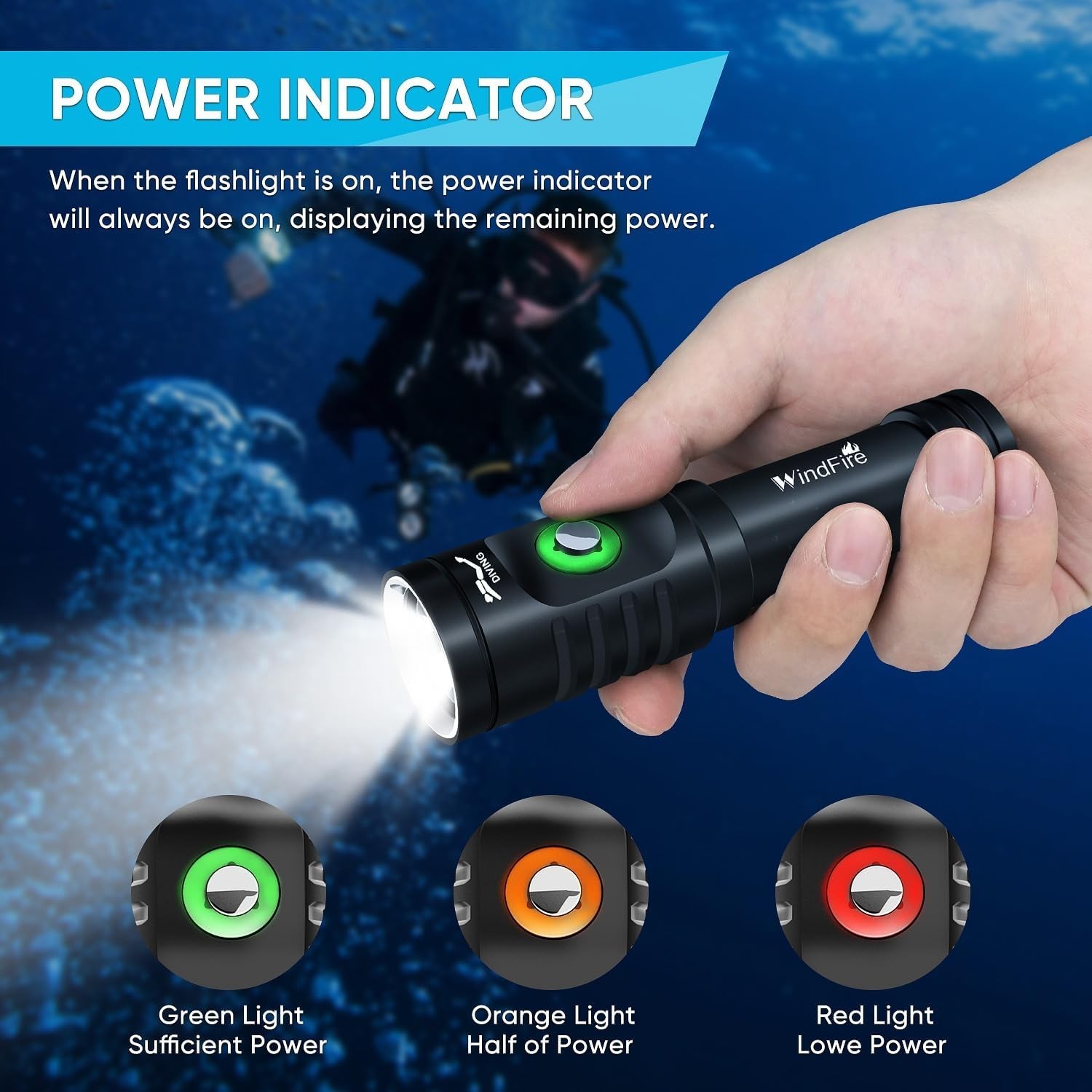 Underwater Dive Light LED 5000 Lumens Waterproof Rechargeable 3 Modes