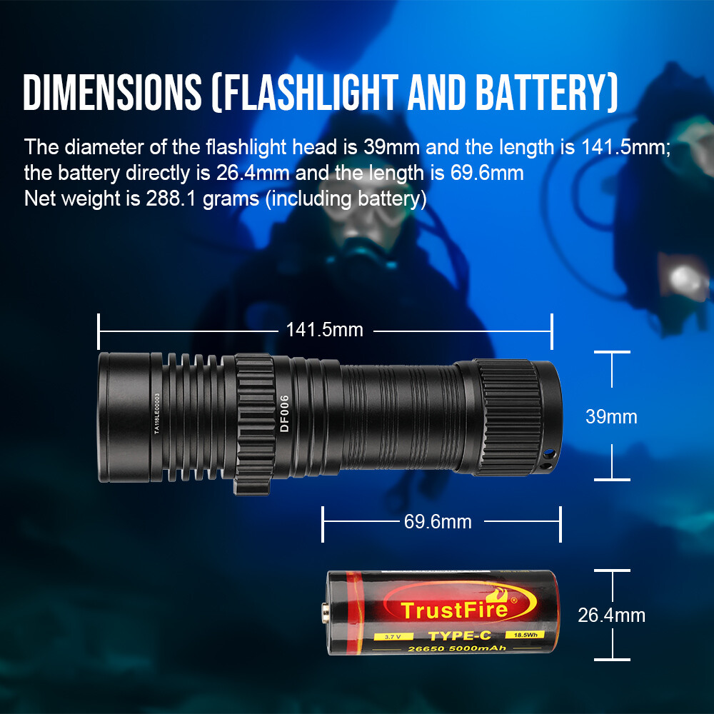Trustfire 2300LM Waterproof LED Diving Light Scuba Flashlight for Snorkeling Z