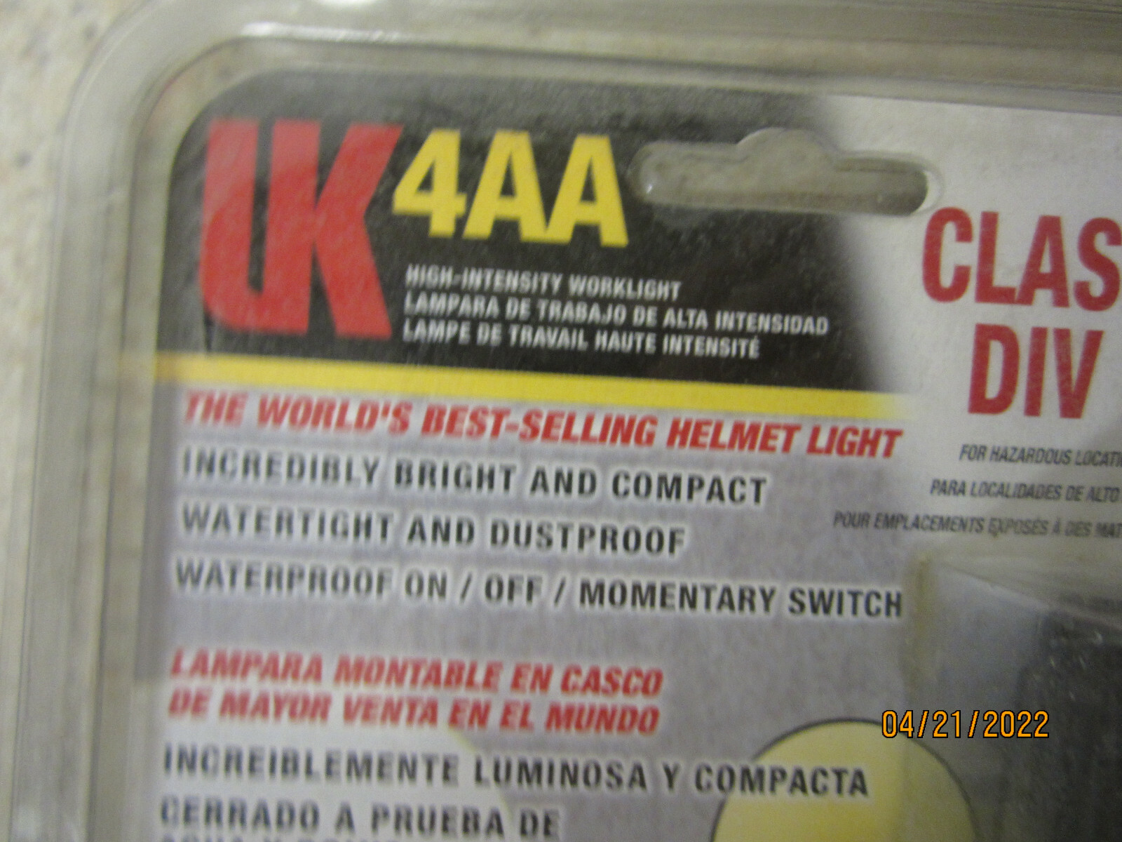 UK4AA UK UNDERWATER KINETICS CLASS 1 DIV 2 YELLOW HEMET LIGHT NEW OLD STOCK