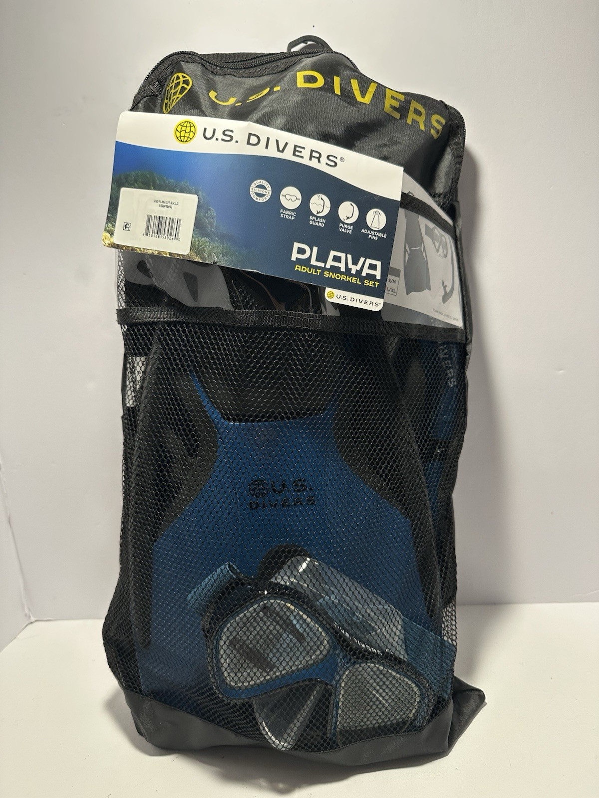 U.S. Divers Playa Adult Snorkel Set L/XL (Mask, Snorkel & Fins) Black & Blue