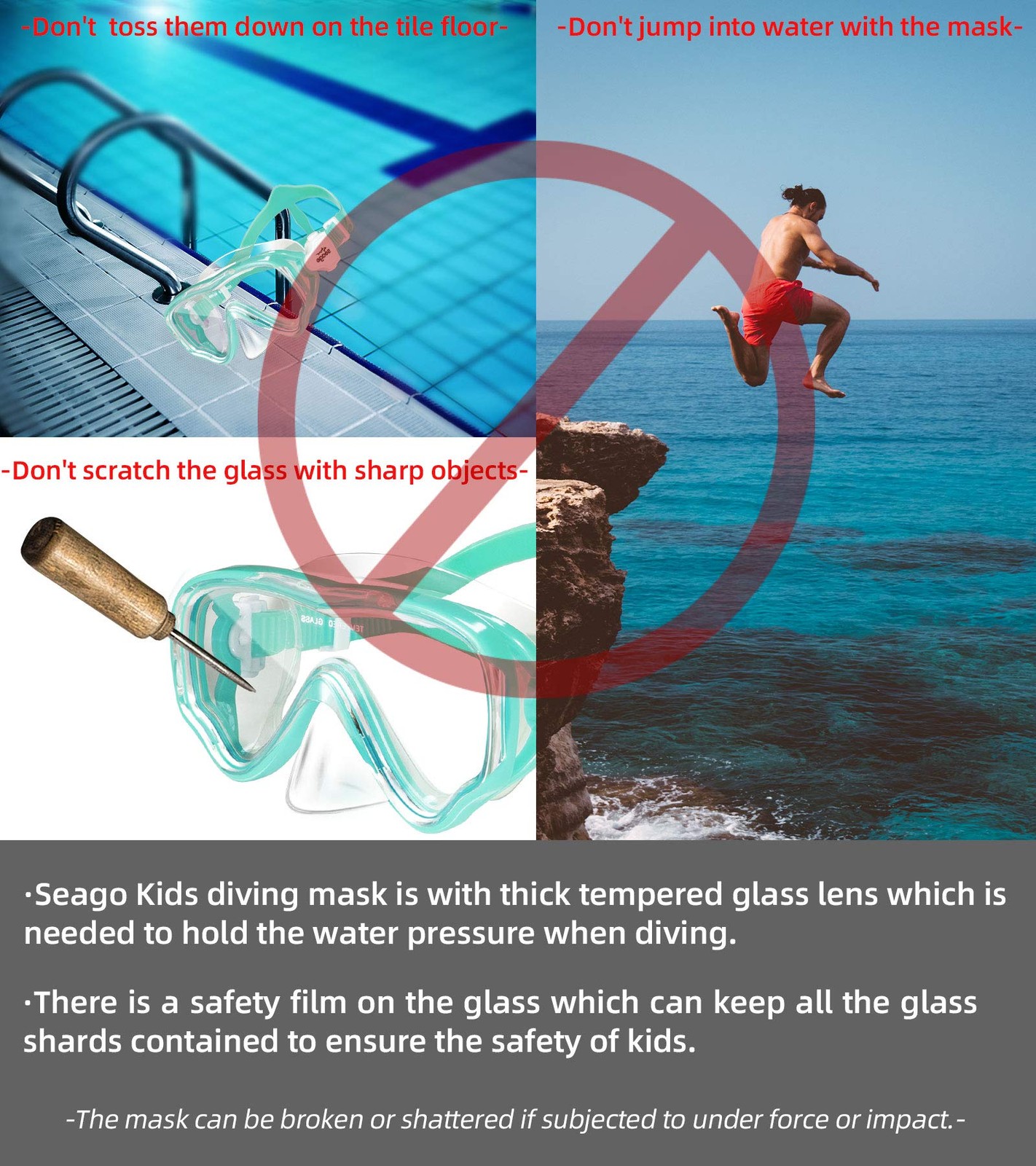 Seago Swim Mask Swimming Goggles for Kids Boys Girls Toddlers Youth 1, Green