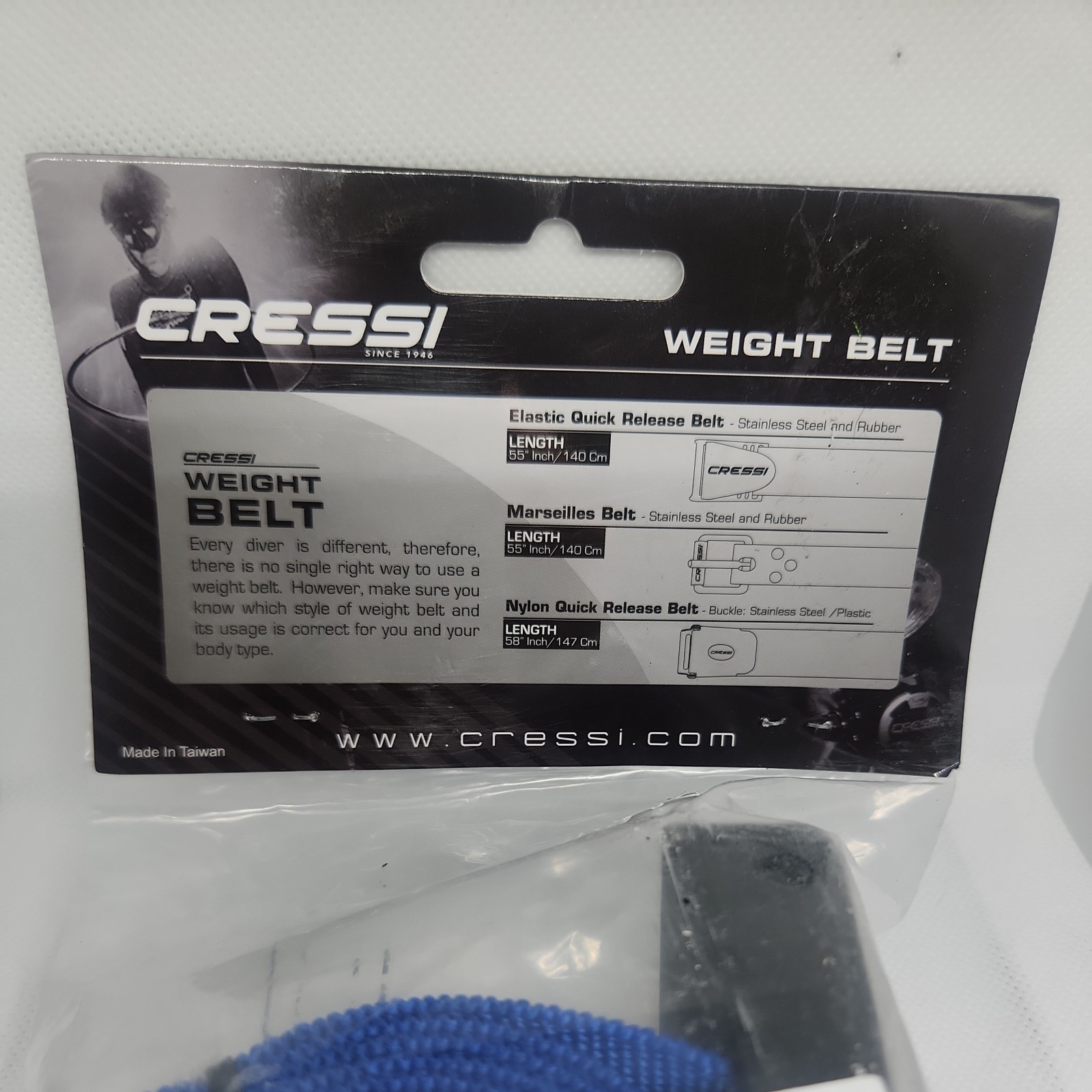 Cressi Quick Release Nylon Weight Belt for Freediving and Scuba Diving Blue