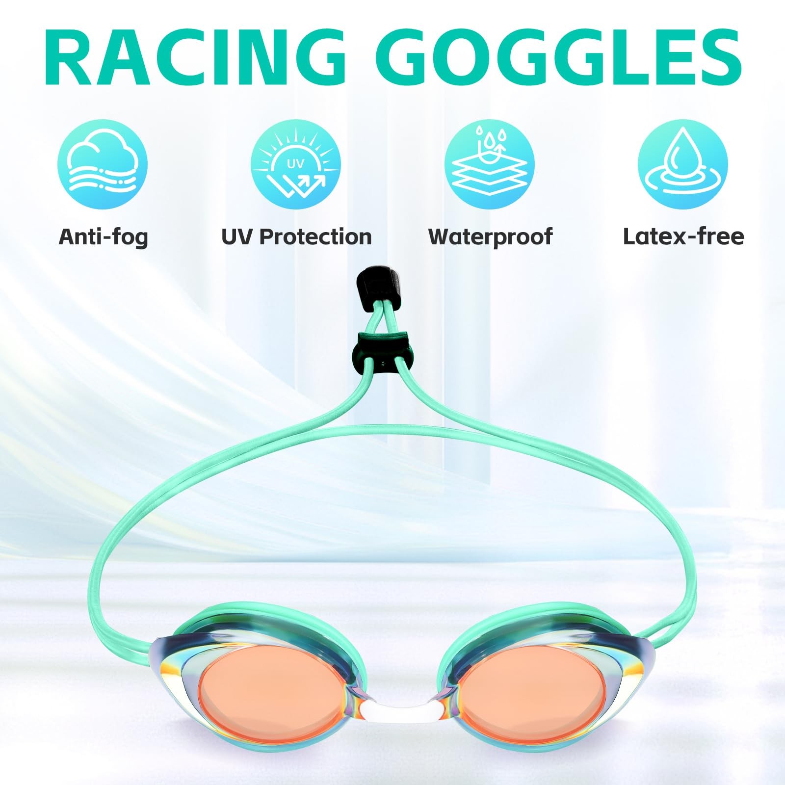 ITOWE 2 Pack Competitive Swim Goggles, Swimming One Size, Green and Blue