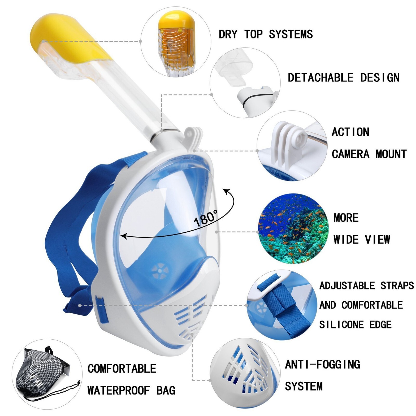 US Diving Masks Underwater Swimming Snorkel Scuba Full Face Mask For Kids Adults
