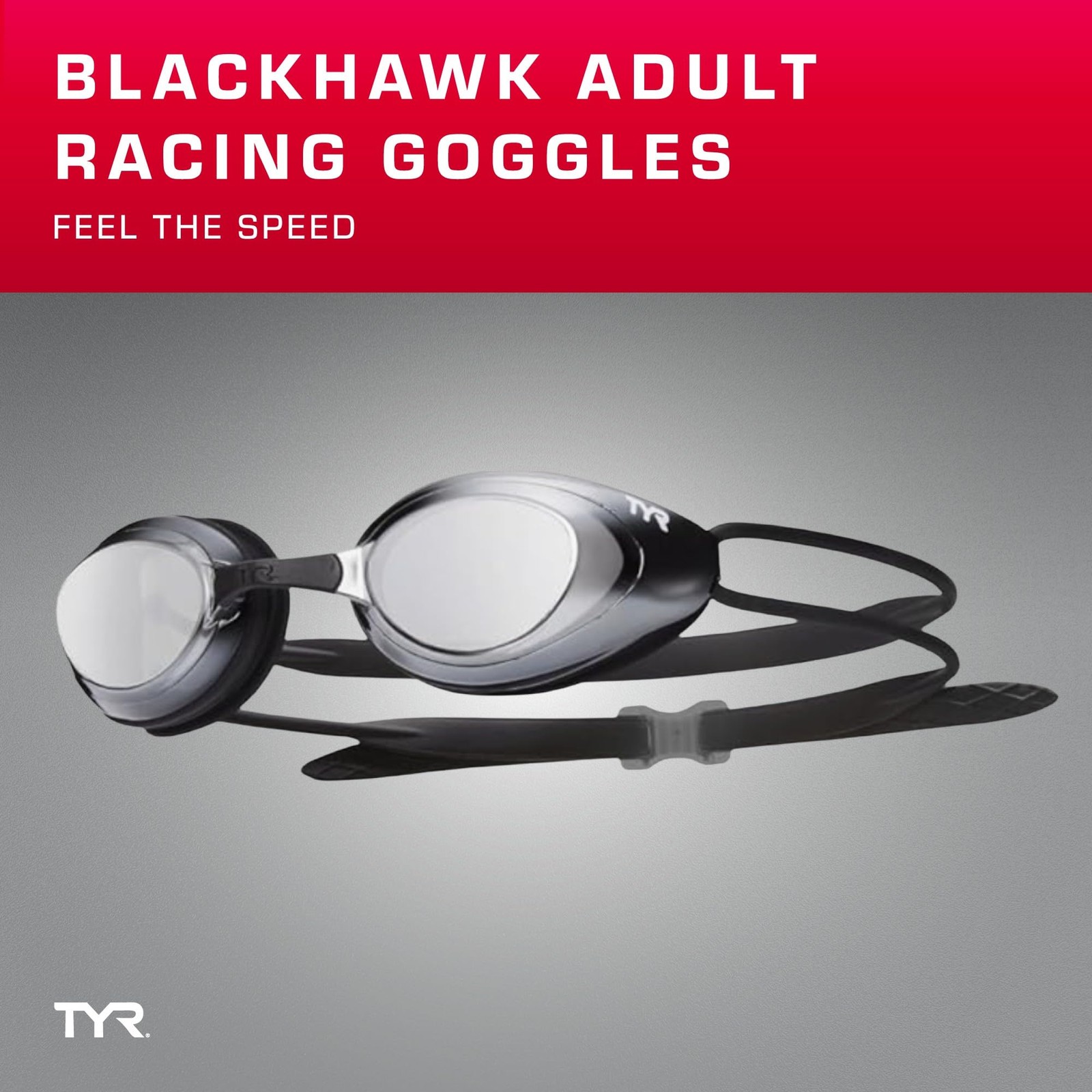 TYR Black Hawk Racing Goggles, Clear Matte Black, One Size Size,
