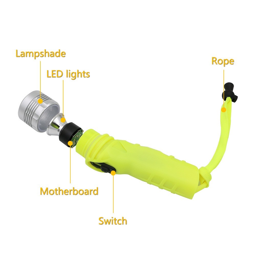 2022 New Outdoor Camping LED Diving Light Flashlight White Light 1800LM