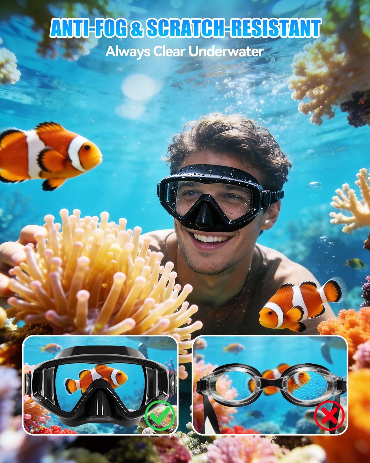 Aegend Snorkeling Diving Mask for Adult Youth Kids Snorkel Gear 180° Panoram…
