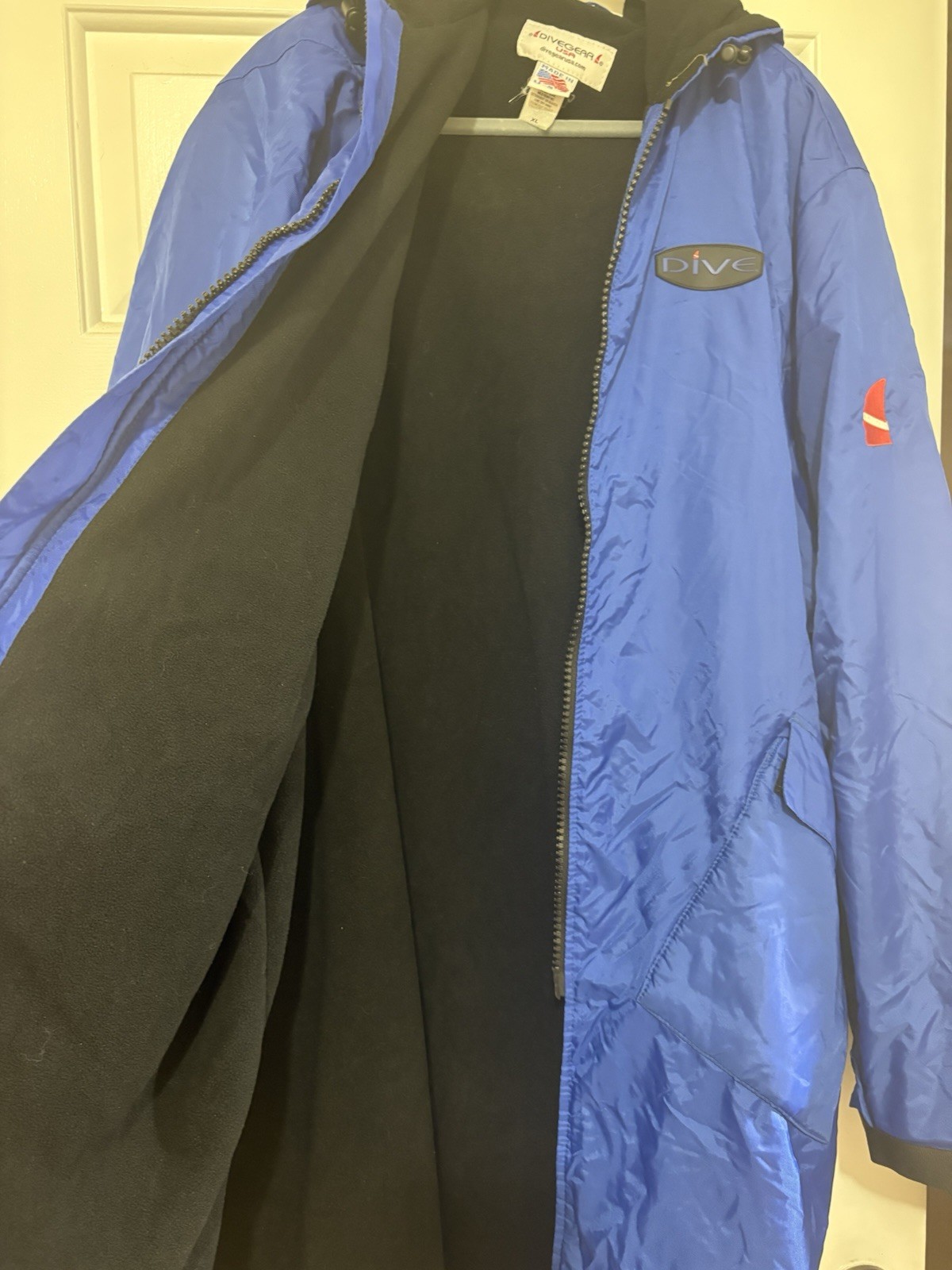 Dive Jacket DiveGear Made In USA Size XL Hooded Fleeced Lined With Pockets Blue