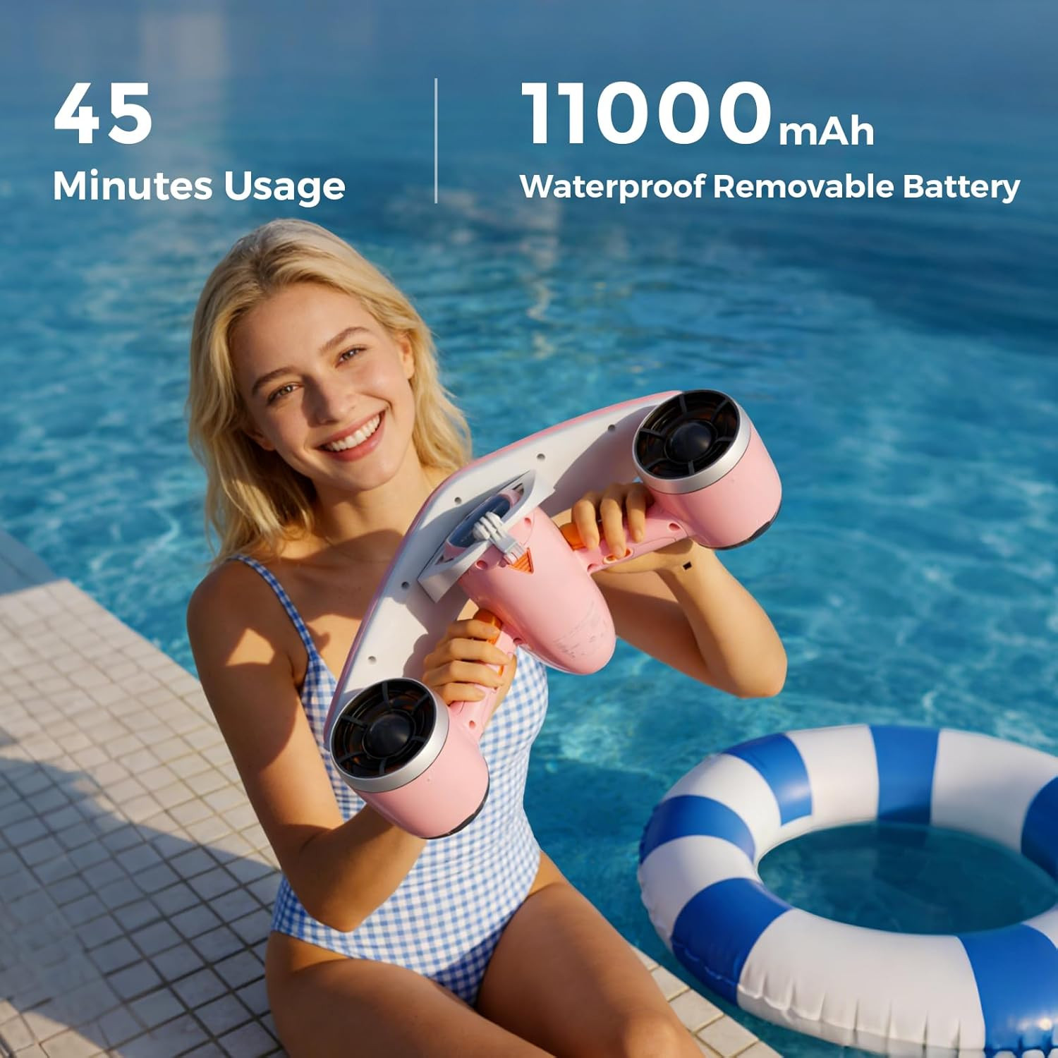 Mix Underwater Scooter with Action Camera Mount 30 Minutes 22Lbf 131Ft Waterproo