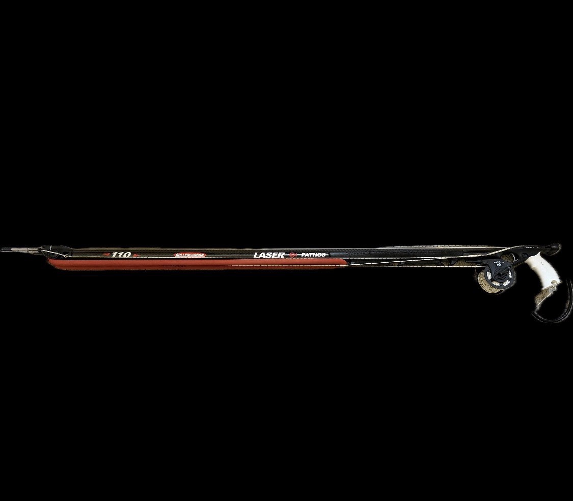 110 cm Pathos Carbon Laser Roller Speargun with Pathos Reel #300 Dyneema