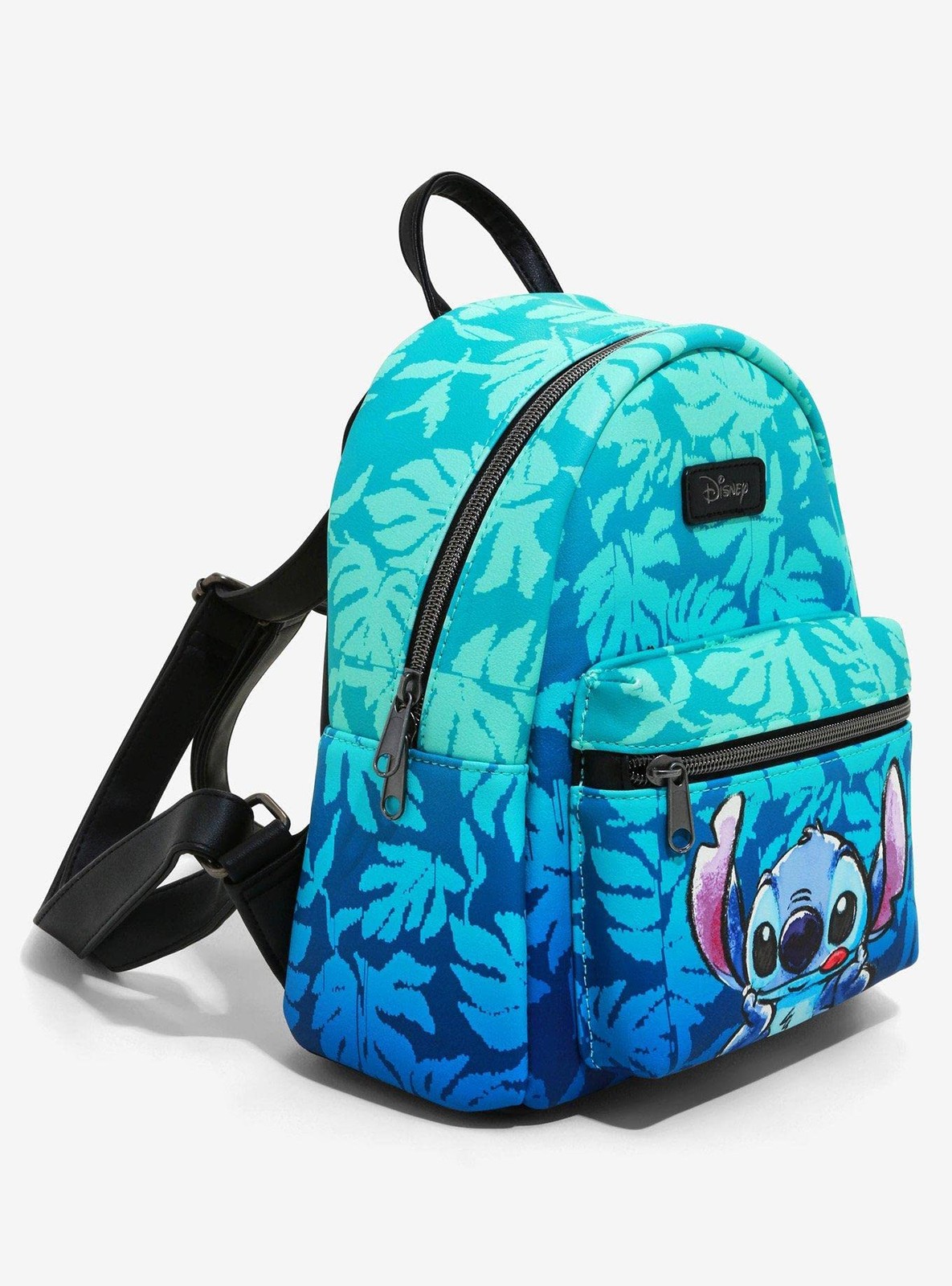 Disney Lilo & Stitch Blue Tropical Leaves Mini Backpack BLACK One Size, Multi