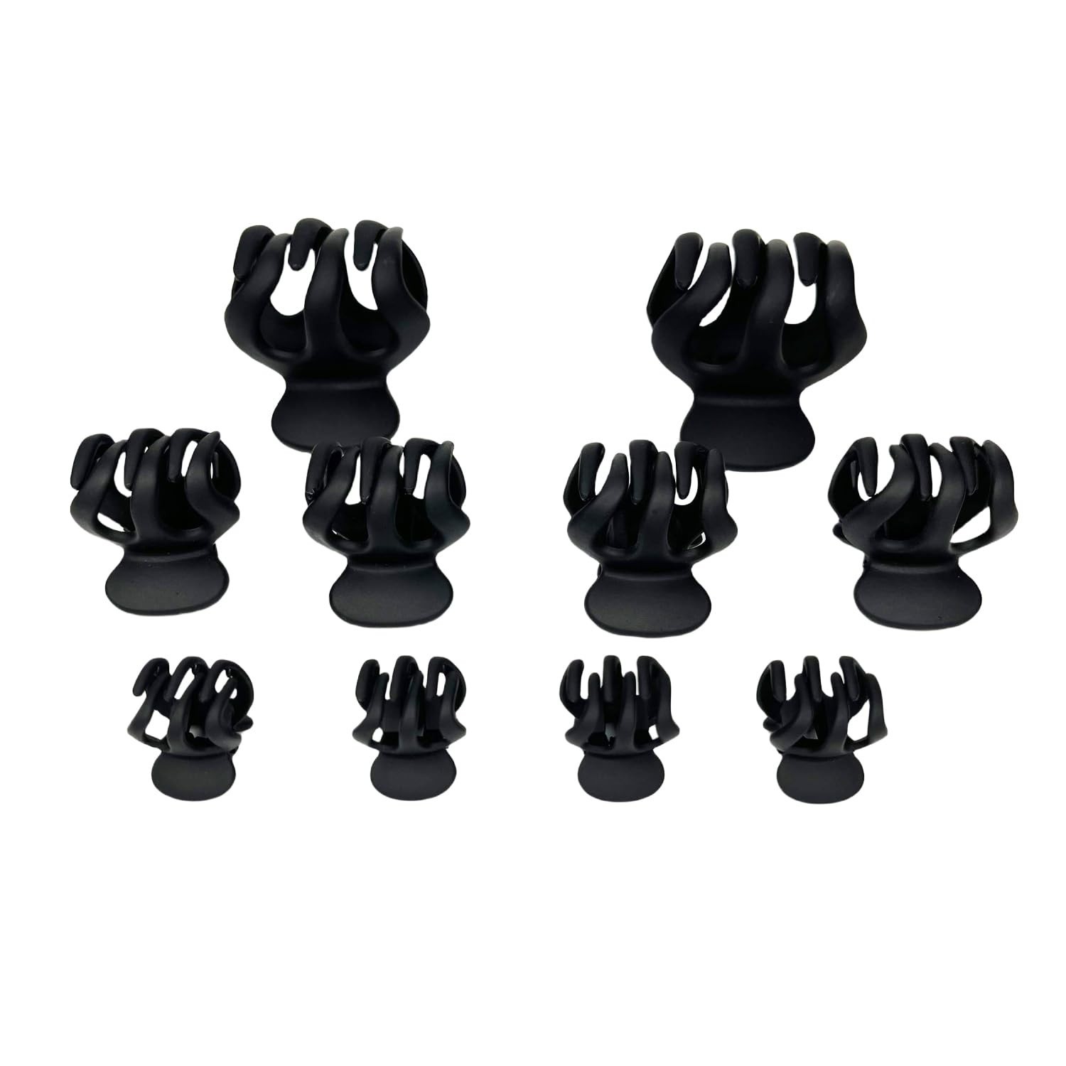 A Set of Black Hair Clips in Various Sizes, which can be used to Clip Ponytai…