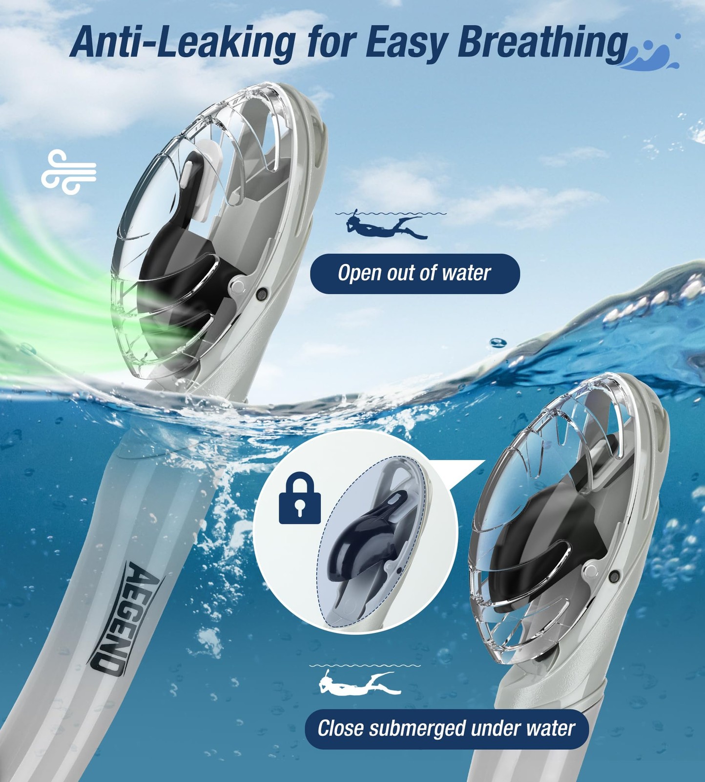 Aegend Diving Dry Snorkel for Adult & Youth Snorkeling Gear with Top Dry Val…