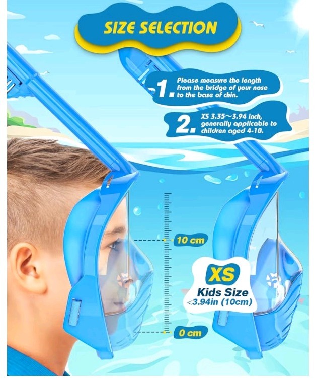 Kids Snorkel Mask Full Face, Snorkeling Set with Camera Mount, 180 Degree Pan…