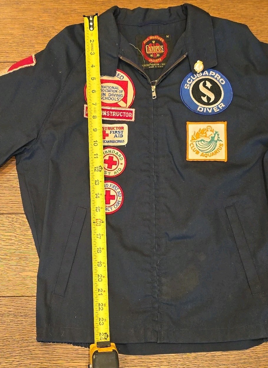 VTG Men Jacket M Scuba Cave Night Skin Diving Ship Wreck Patches Red Cross NASDS