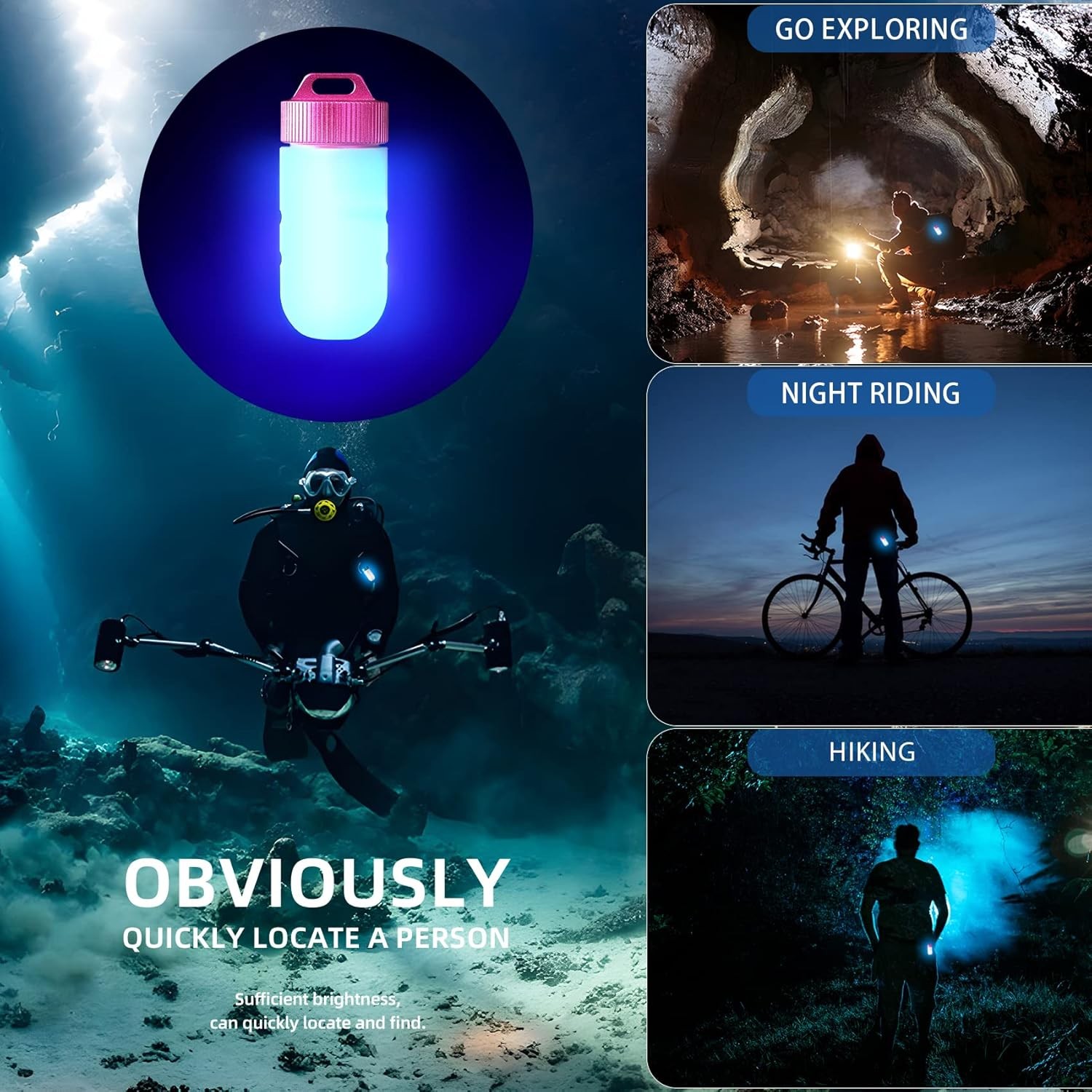 Scuba Safety Beacon 4 Colors IPX8 Waterproof Underwater Diving Signaling Light