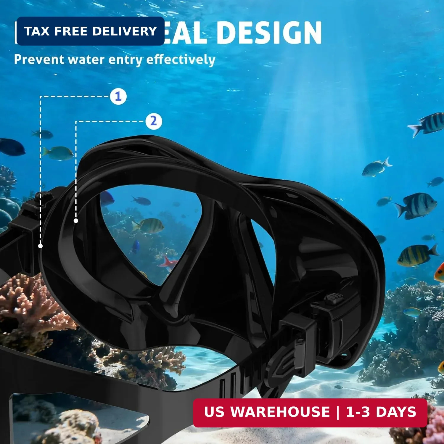 Scuba Mask Adults, Diving mask, Snorkel Swimming Goggles with Nose Cover for You
