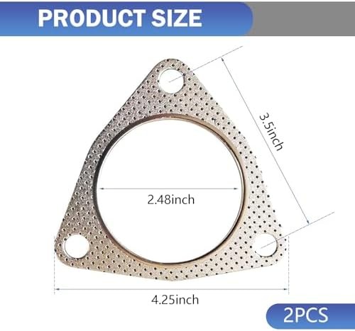 2 PCS Exhaust Gasket, 2.5″ Three-Bolt Exhaust Flange Gasket, Durable Catalytic C