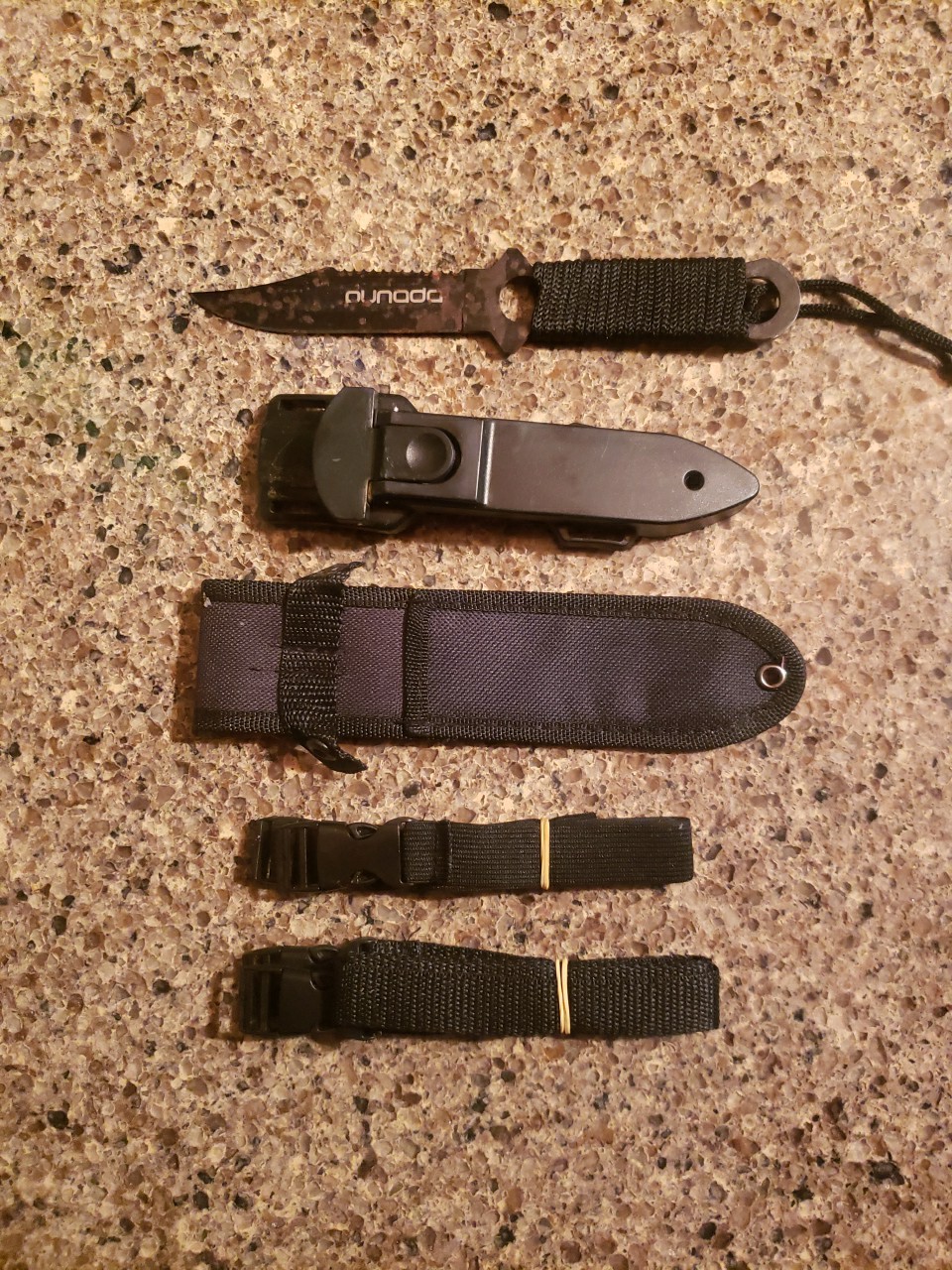Scuba Diving Knife Leg Straps 2 Pairs, Black Tactical Knife 2 Types Sheath, Stai