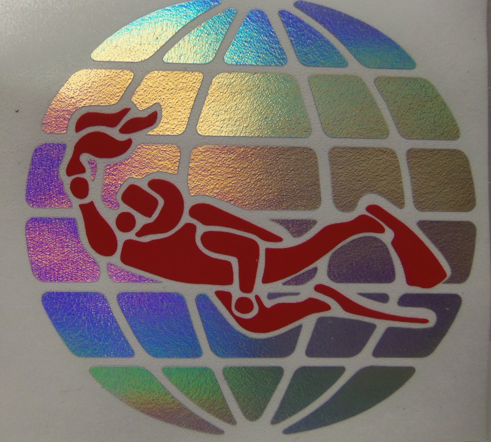 1020 Rainbow Holographic Vinyl PADI Scuba Diving Sticker Decal – 4-1/2″ x 4-1/2″