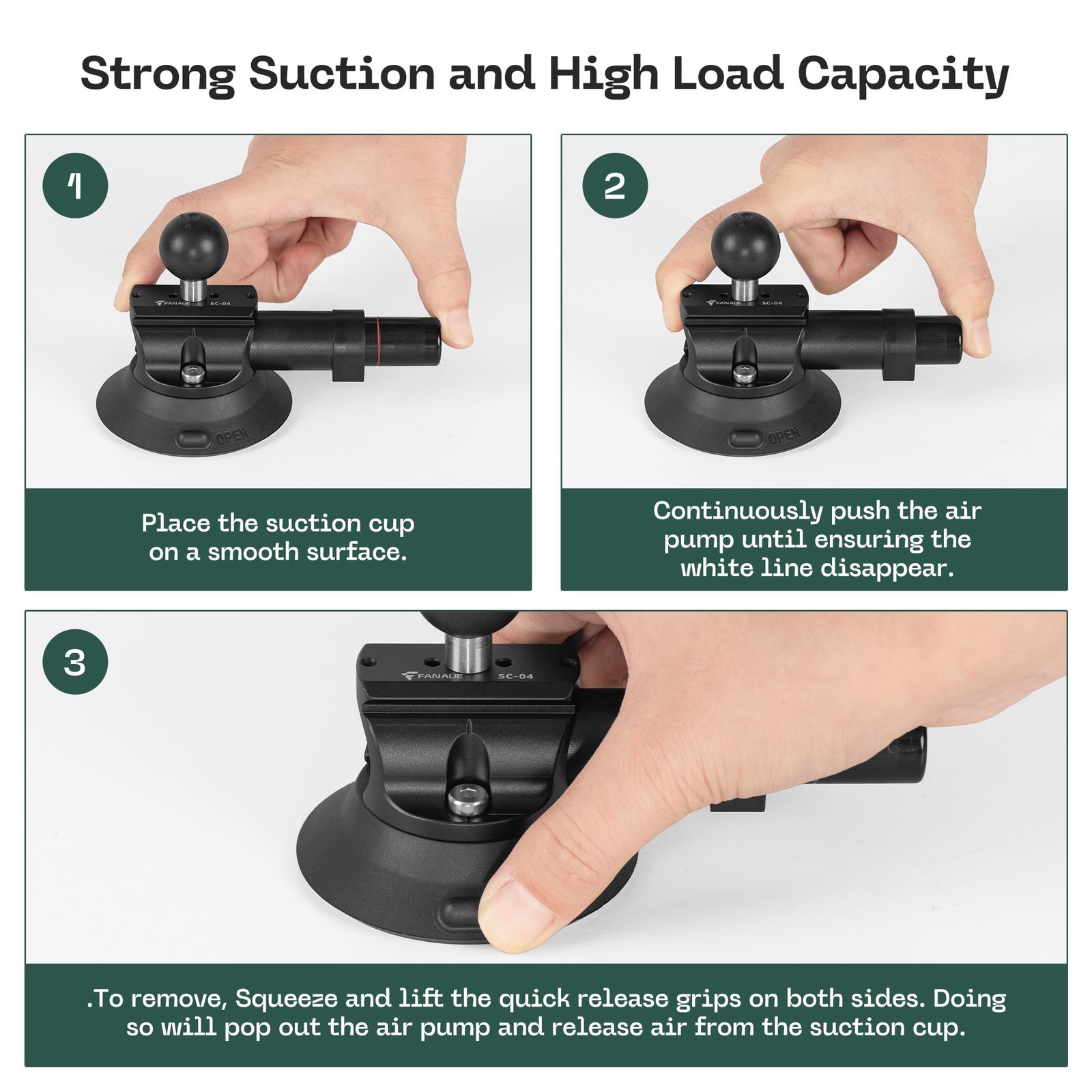 FANAUE Phone Holder Suction Cup Mount, Cell Mount for Dashboard Gray