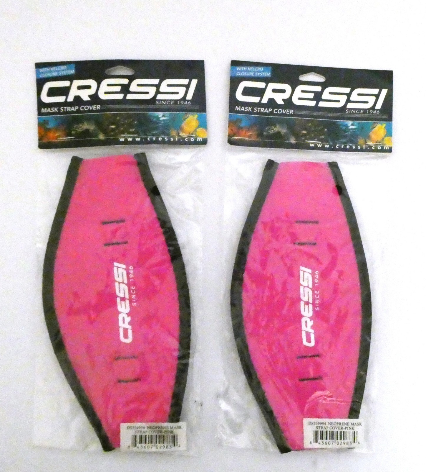 2 Pack Cressi Pink Neoprene Mask Strap Cover Comfortable Covers for Diving Mask