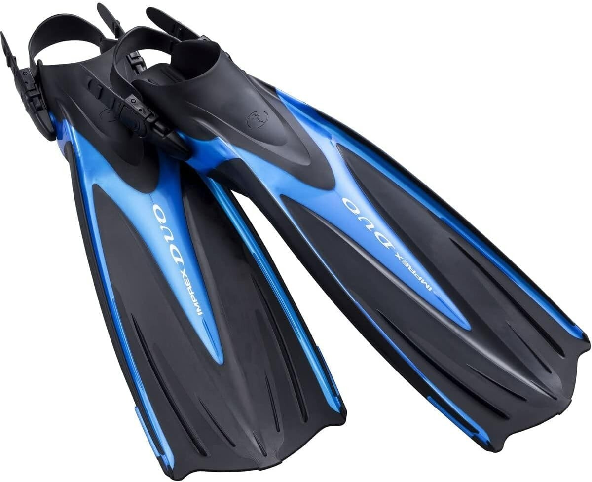 TUSA SF102M-FB Imprex Duo Open Heel Fins (SF-0102), Medium, Fishtail Blue