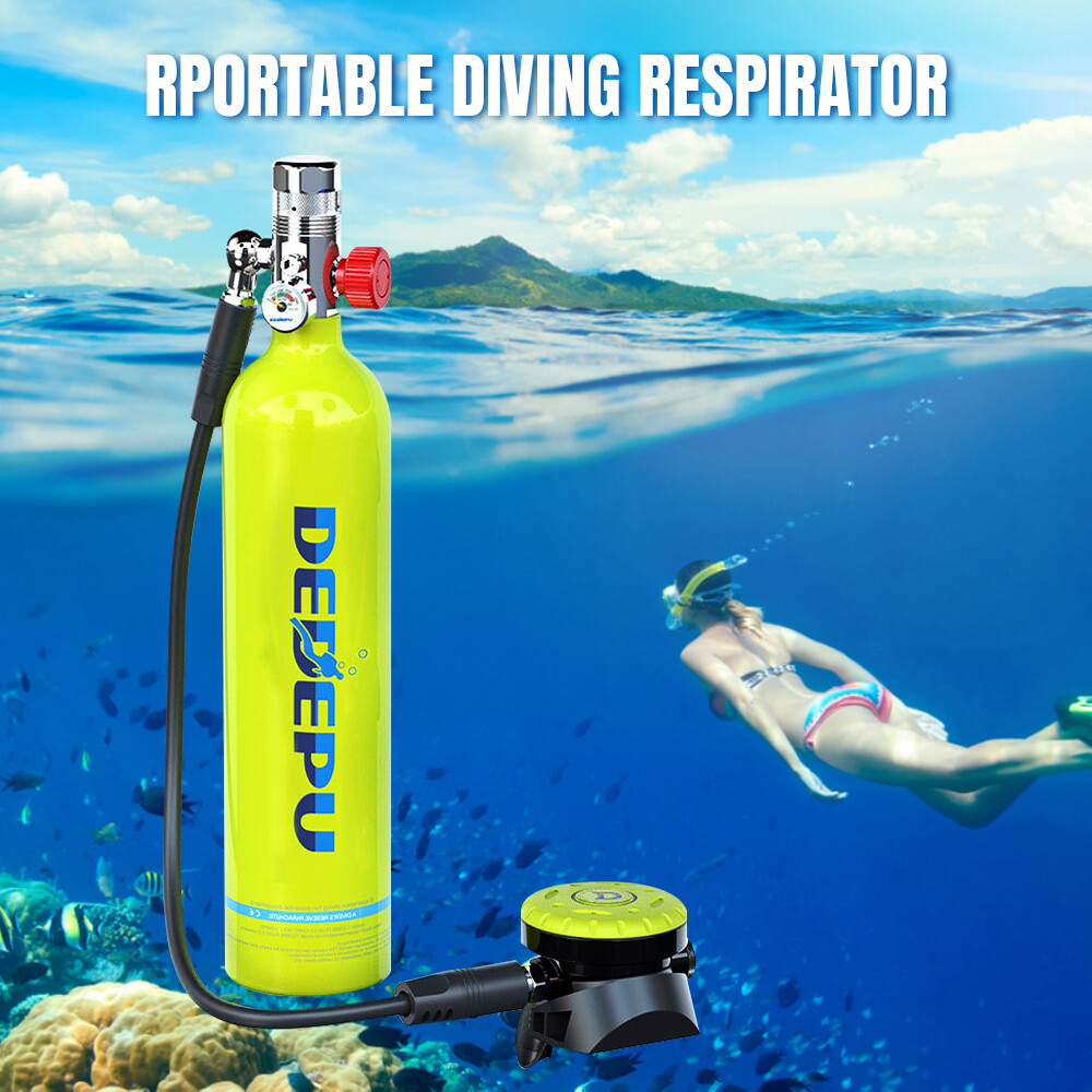 DEDEPU Scuba 1L Oxygen Tank Underwater Breath High Pressure Pump +Diving Glasses