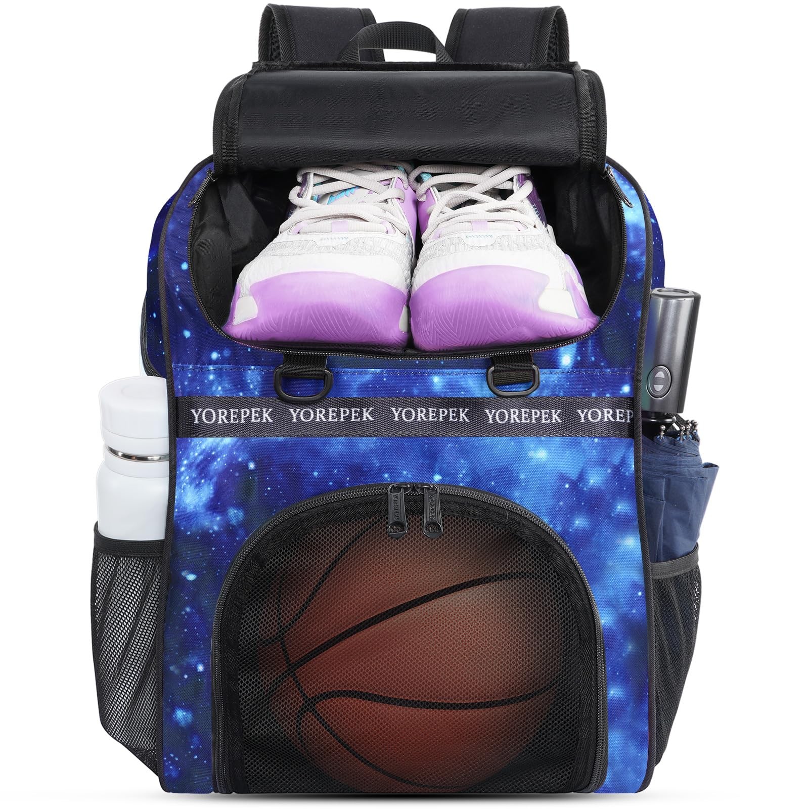 YOREPEK Basketball Bag, Large Backpack with Shoe Large, Star Blue