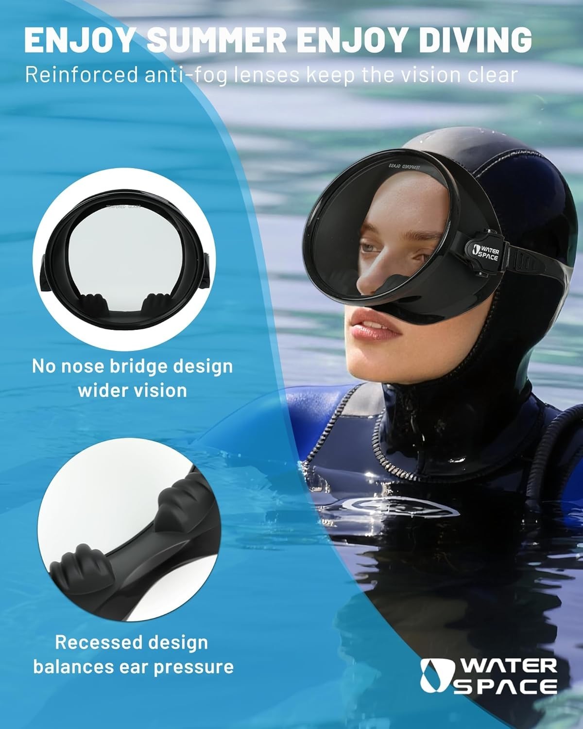 Wipe Anti Fog Oval Diving Mask for Adults Youth Over16, HD Tempered Glass 180…