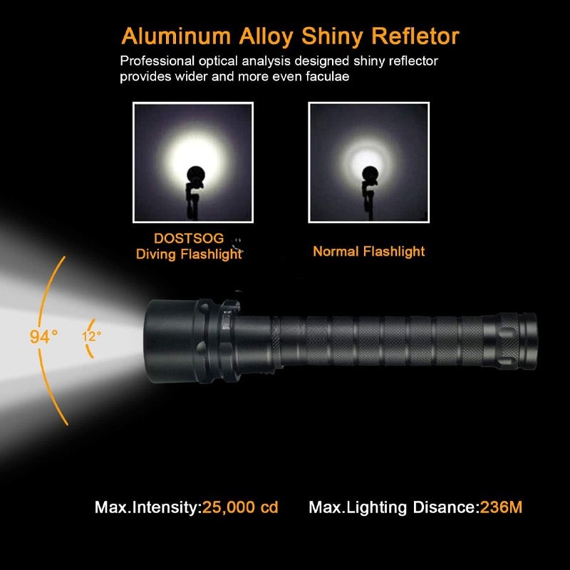 Underwater LED Diving Flashlight 90000lm Waterproof Rechargeable Torch Lamp