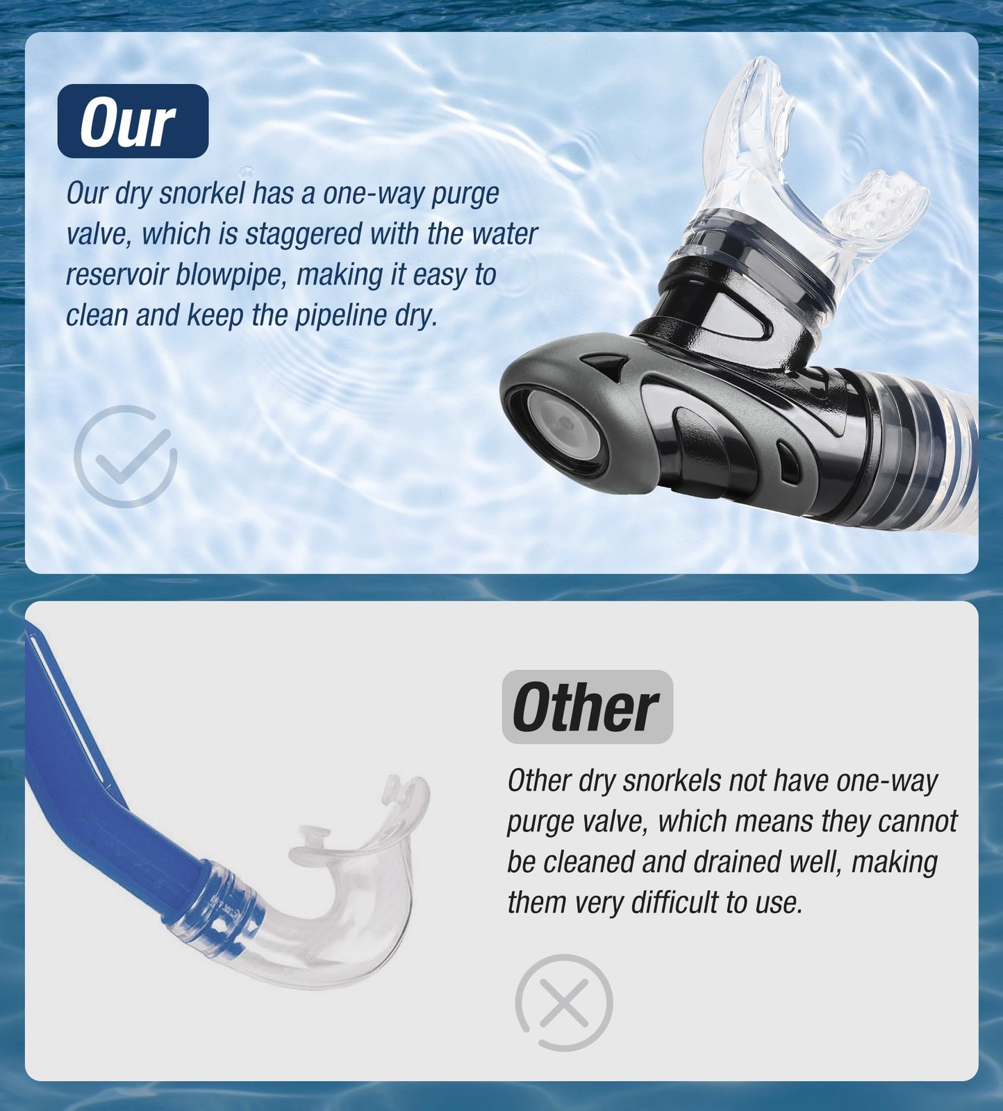 Aegend Diving Dry Snorkel for Adult & Youth Snorkeling Gear with Top Dry Val…