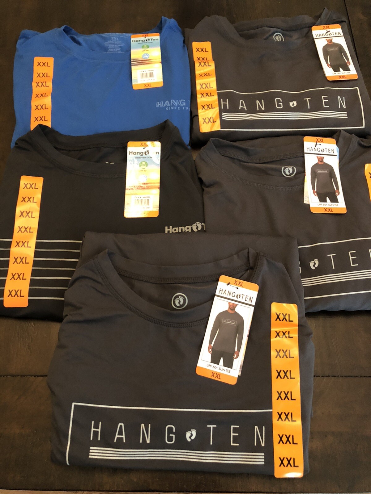 HANG TEN RASH GUARD SHIRTS XXL IN GREY, BLACK & BLUE SOLD SEPARATELY