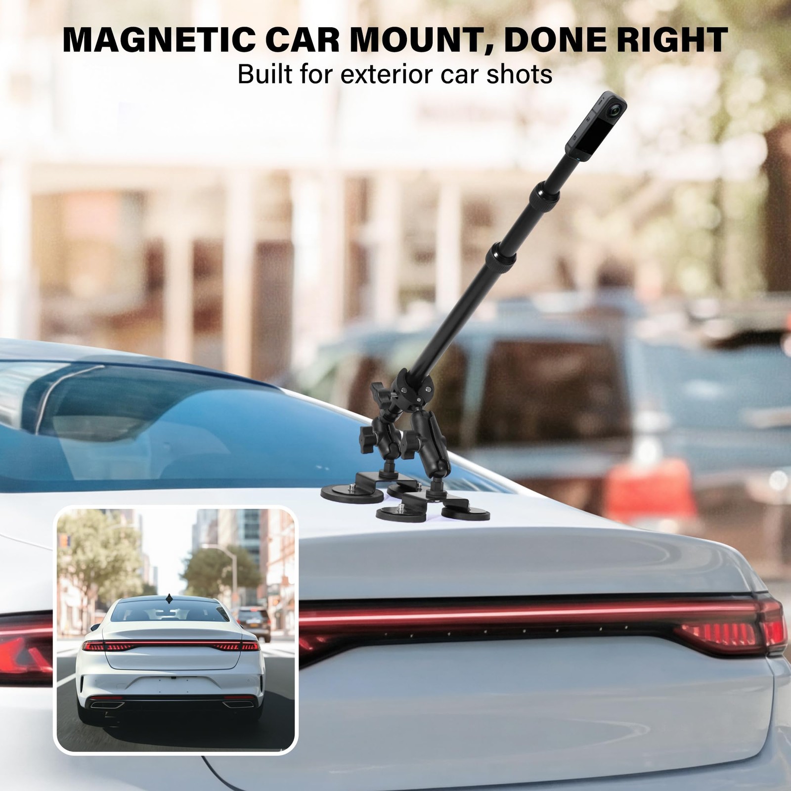 MEIENXIUS Magnetic Car Mount for Insta360 & Action Cameras, N52 Strong Black