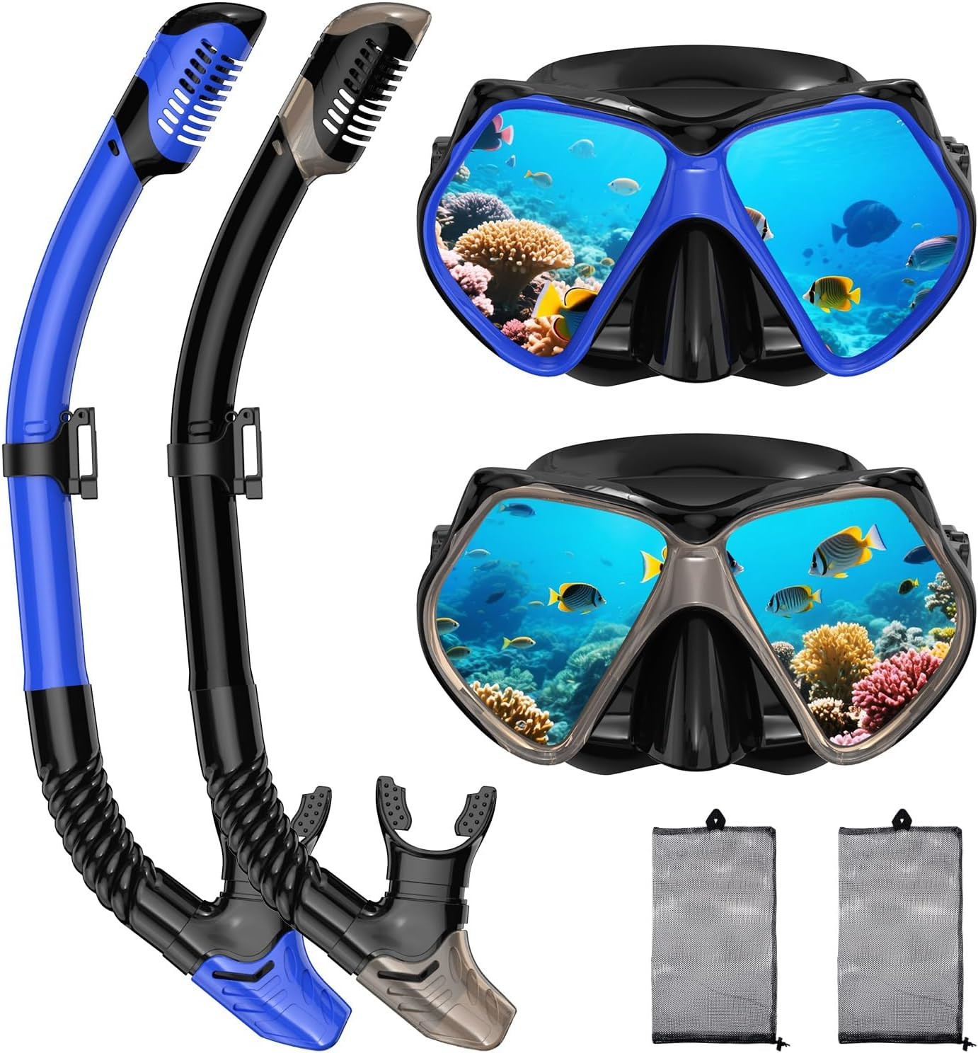 Snorkeling Gear for Adults, Dry Snorkel, Mask Set Adult, Diving Scuba Mask, Scub