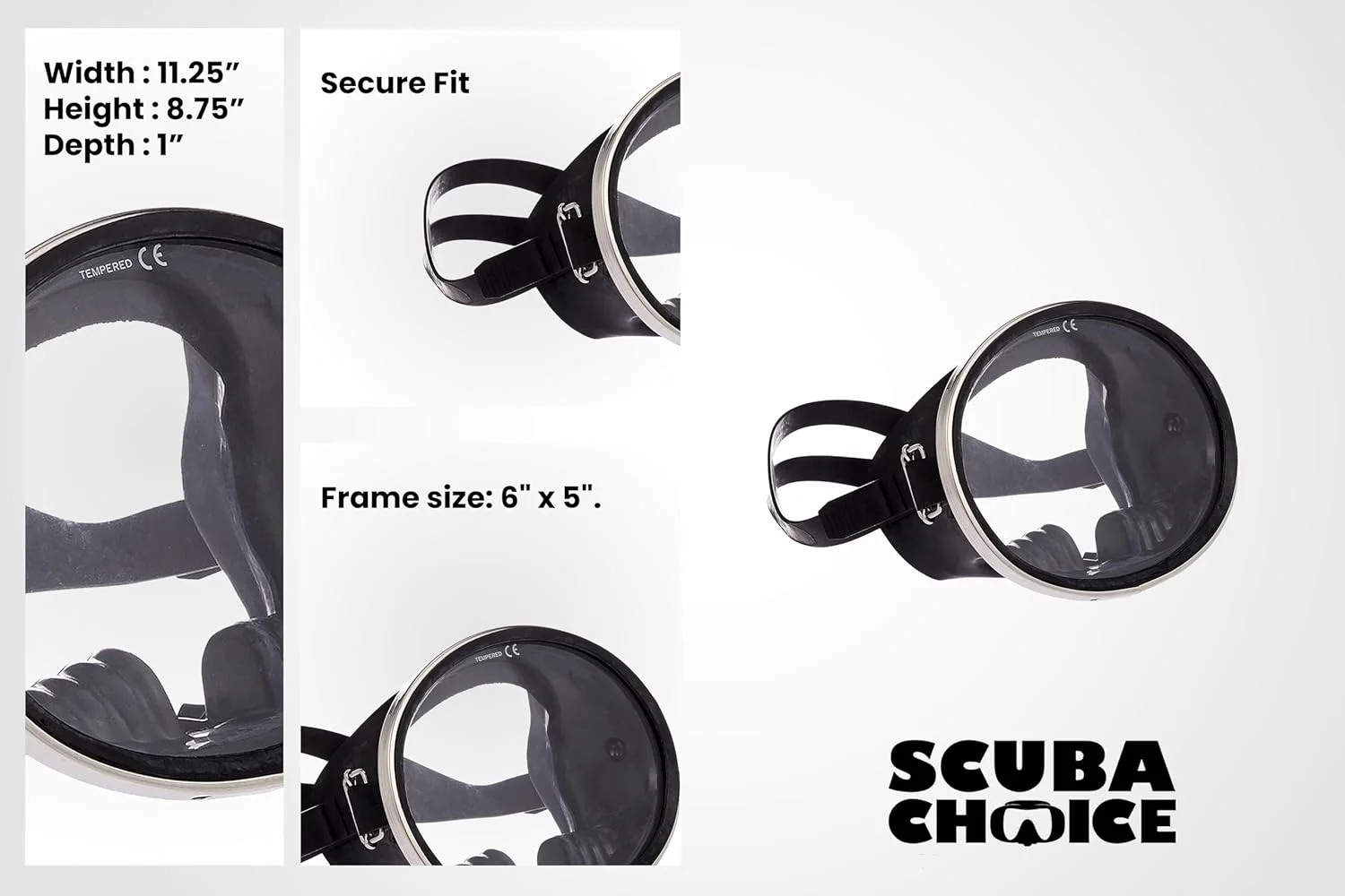 Spearfishing Free Dive Mask – Classic Rubber with Tempered Glass Lenses | Oval S