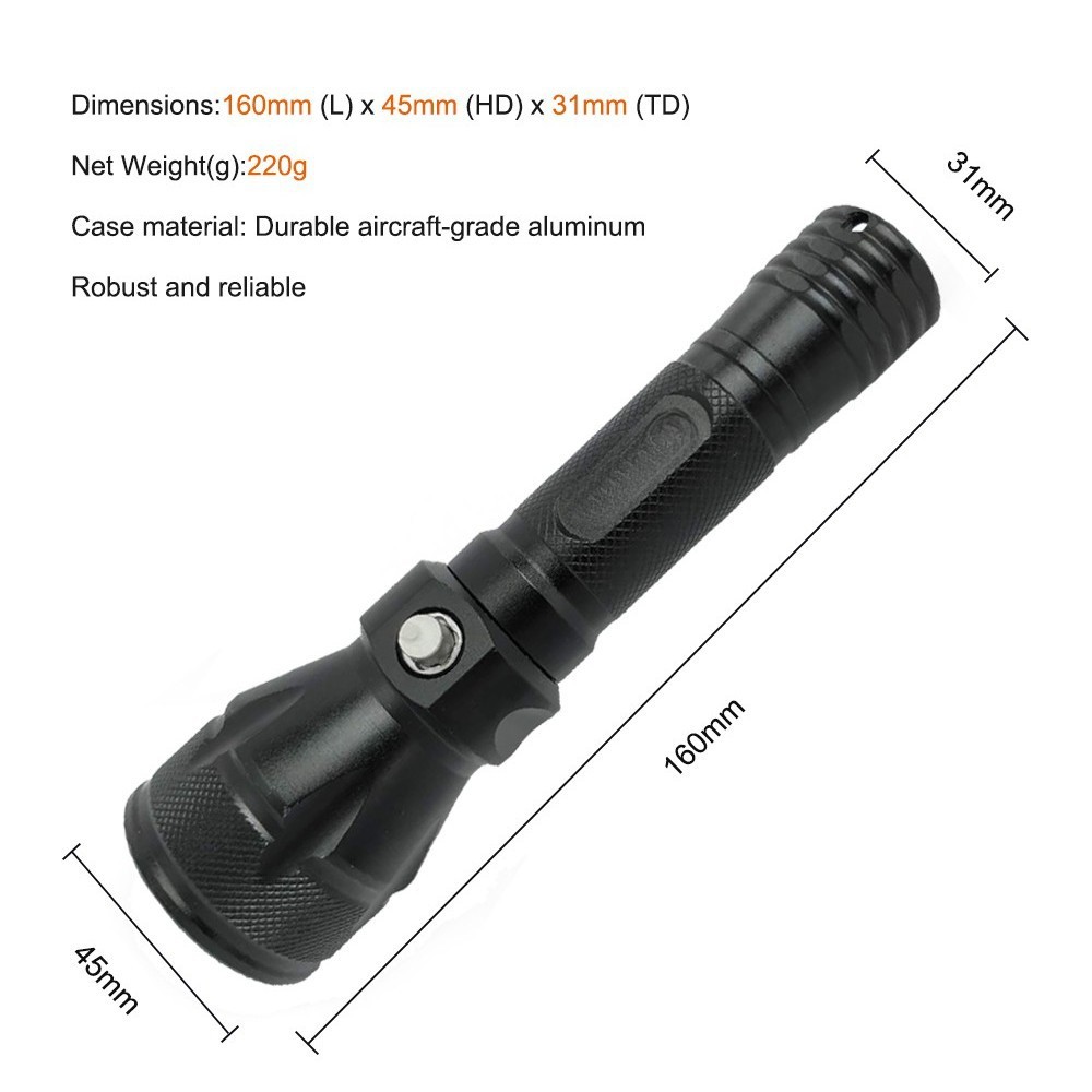 Scuba Diving Light LED Waterproof 80M Underwater LED Flashlight Camping Torch US