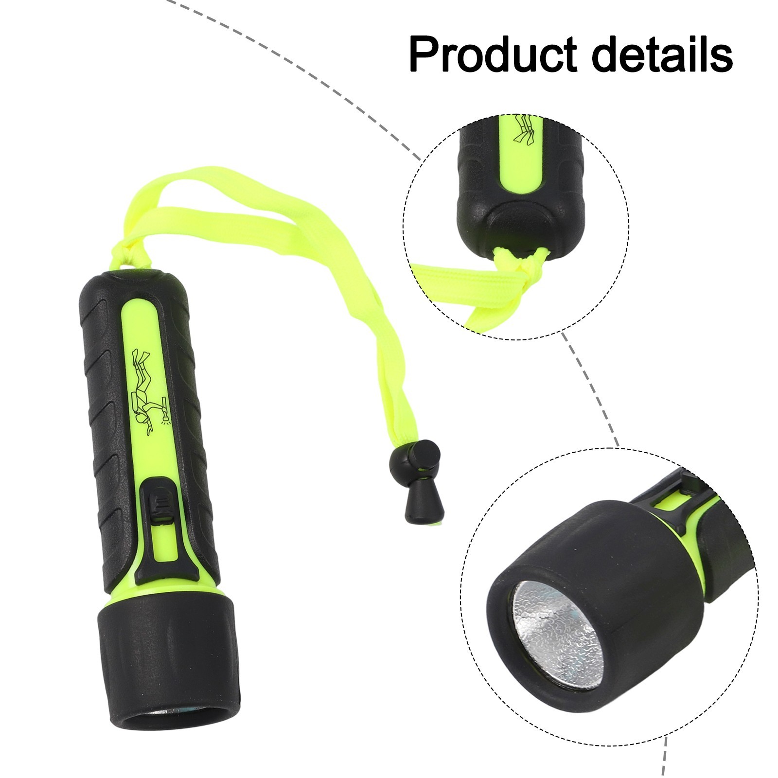 Diving Flashlight Torch PC+TPE Portable Underwater Waterproof LED Lamp