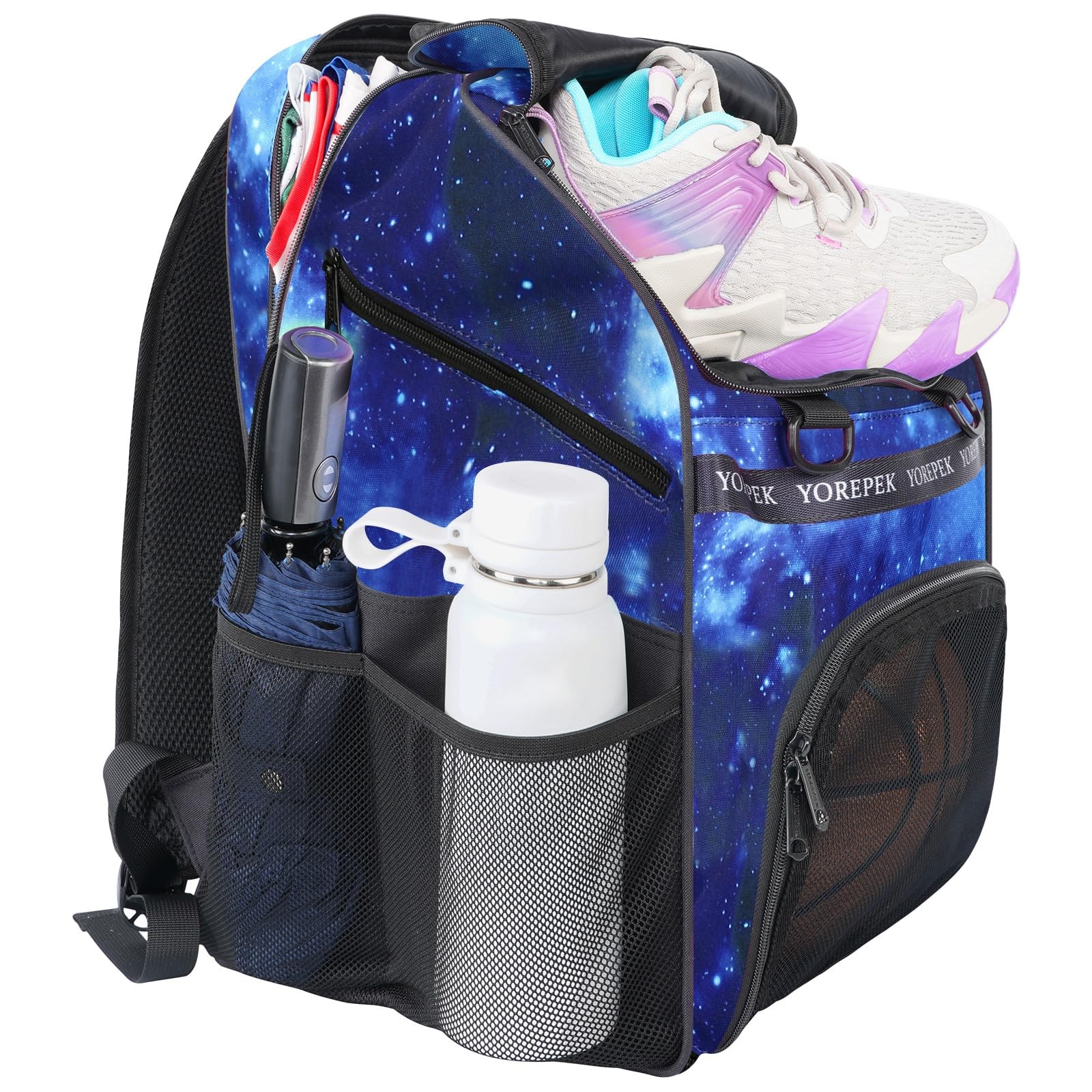 YOREPEK Basketball Bag, Large Backpack with Shoe Large, Star Blue