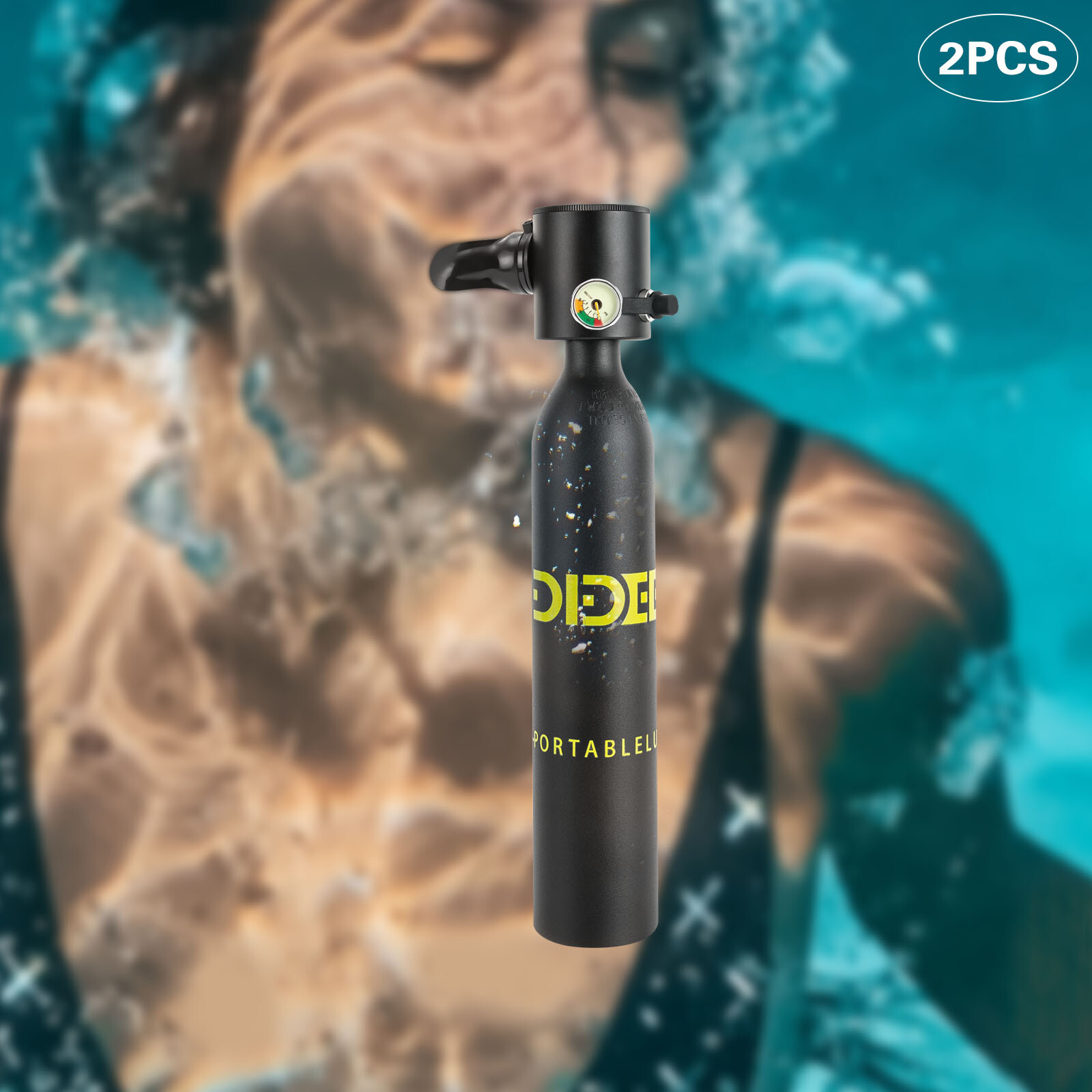 0.5L Oxygen Tank Pump Equipment Underwater Breath 2 * Mini Scuba Diving Case