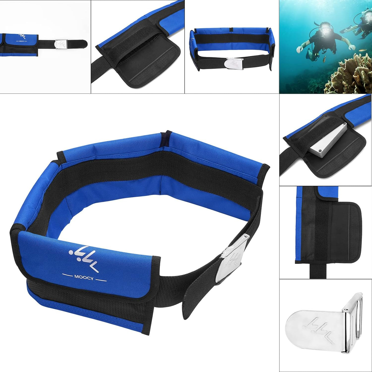 4 Neoprene Pocket Scuba Weight Belt，Spear Fishing Nylon-Fit for Waist 32″ to 52″