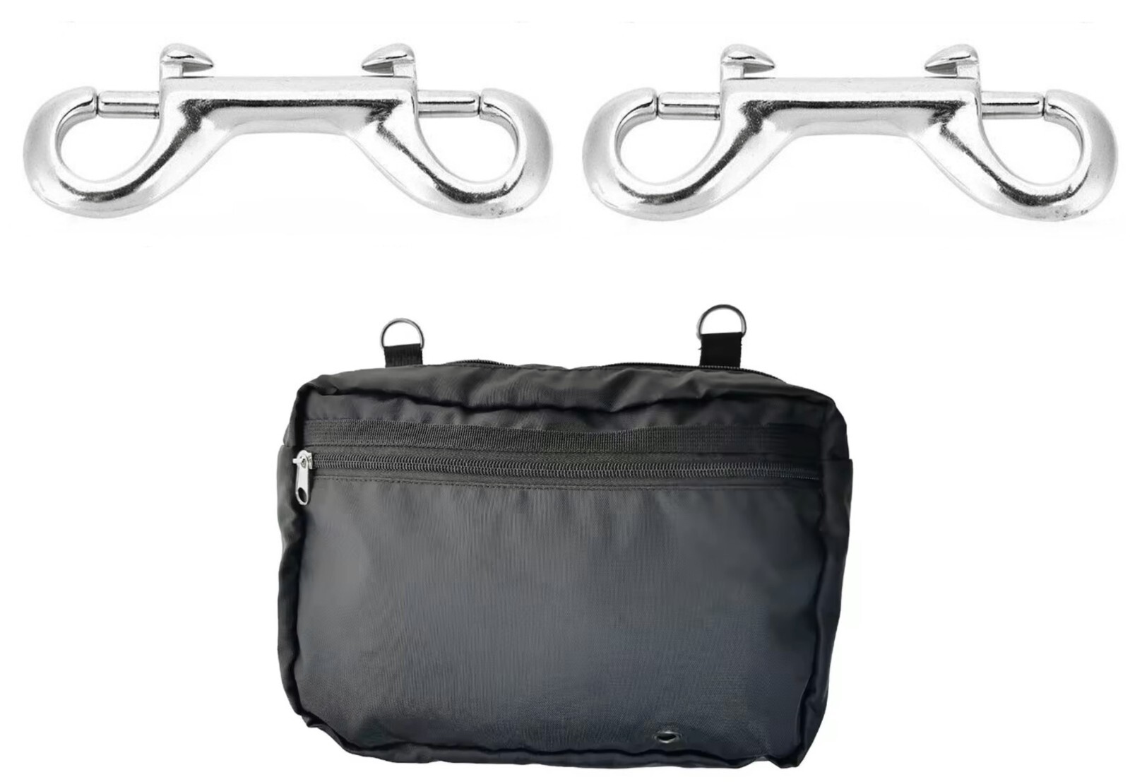 Sidemount BCD Butt Storage Pocket Case + Stainless Steel Clip Snaps Scuba Dive