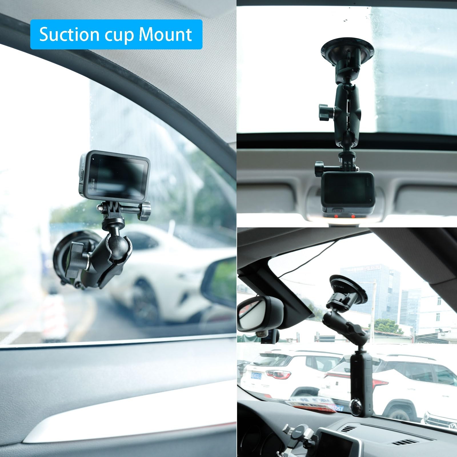 xik 2 in 1 Suction Cup and Magnetic Camera Mount Stand Kit for Small, Black