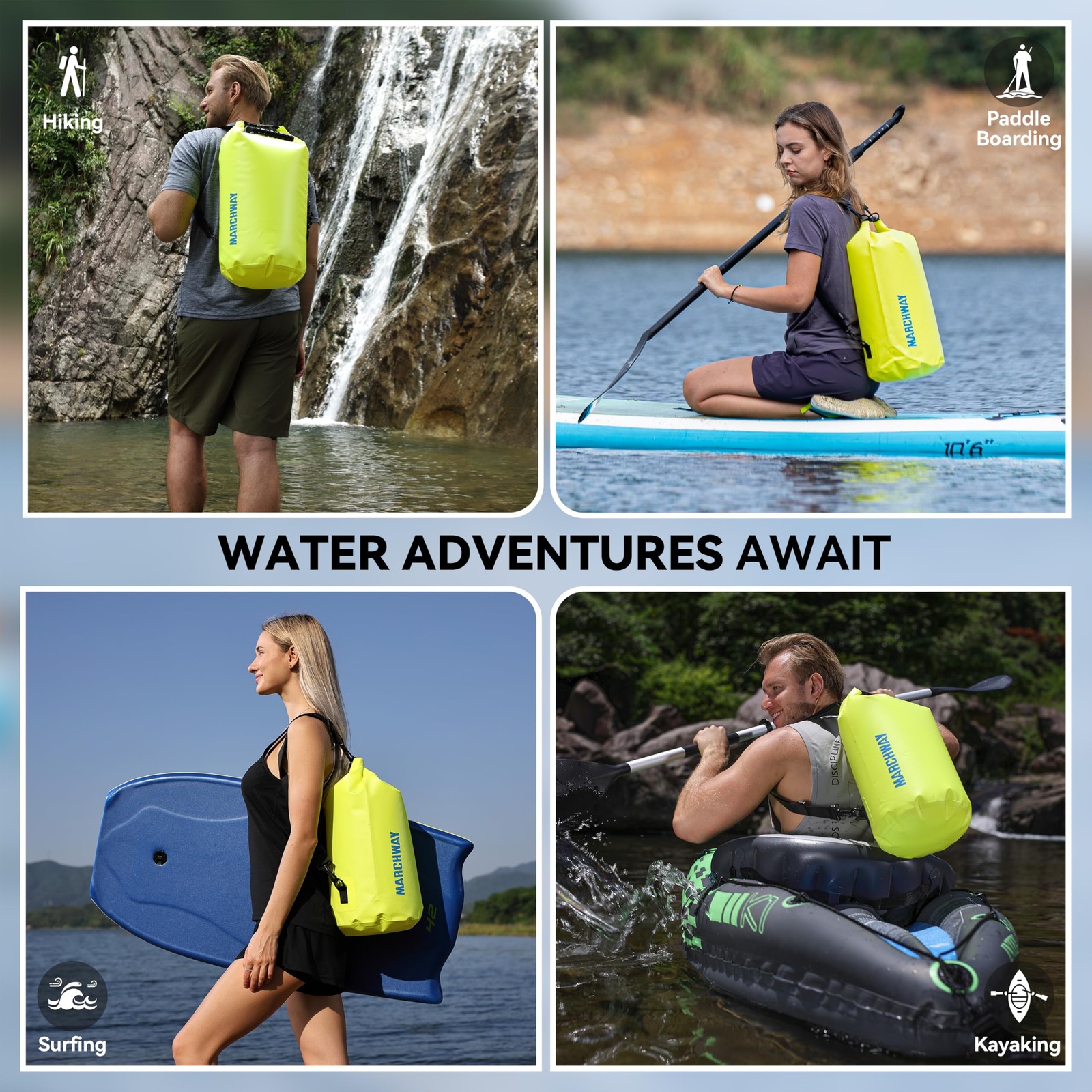 MARCHWAY Floating Waterproof Dry Bag Backpack 40L, Bright Yellow