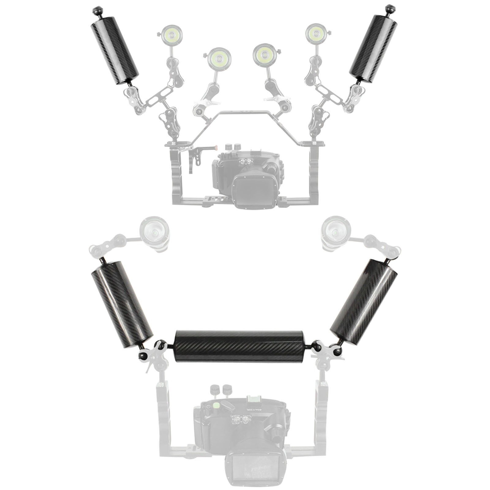 D60 5″-12″ Carbon Fiber Hollow Double Ball Head Underwater Floating Buoyancy Arm