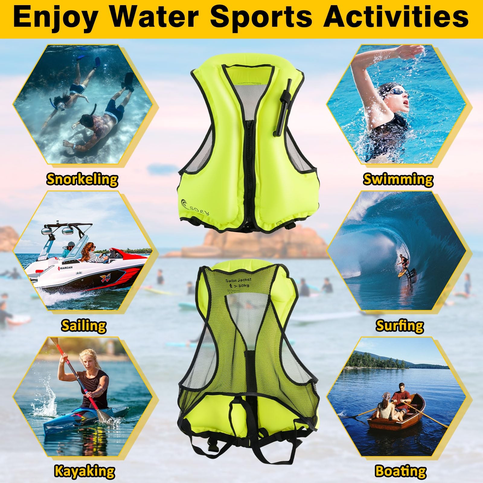 Soly Inflatable Snorkel Vest For Adultssnorkeling Vestsnorkeling Vest For