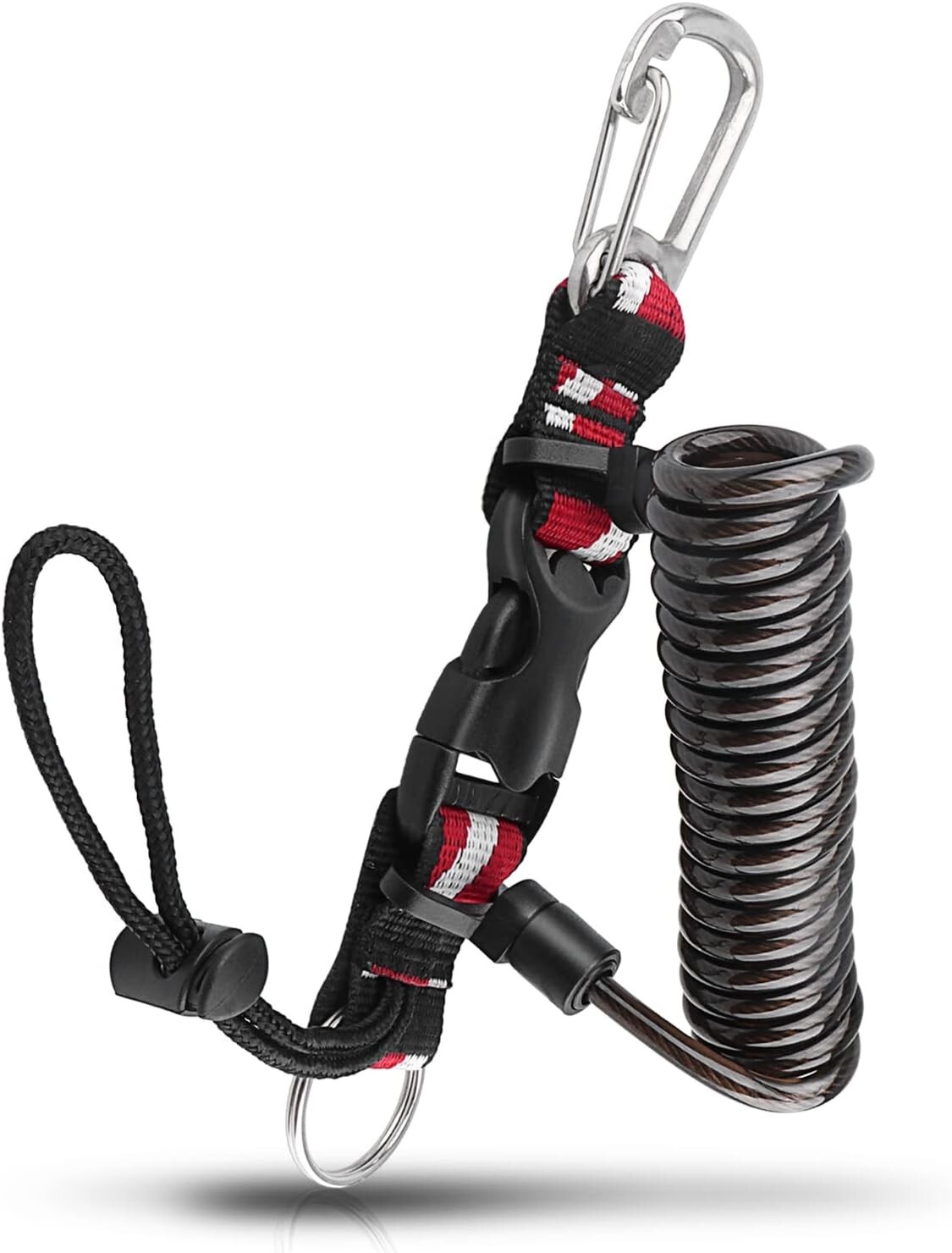 Scuba Diving Lanyard, Heavy Duty Stainless Steel Spring Coiled Lanyard with Q…