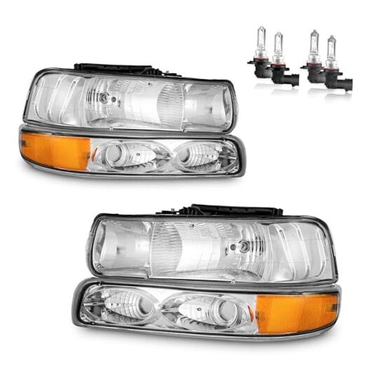 Headlights Assembly W/Bulbs OE Replacement Chrome | With High & Low Beam Bulbs