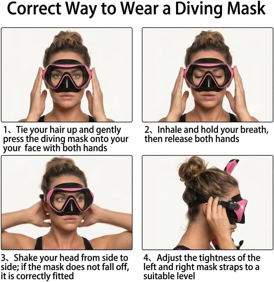 Snorkeling Gear for Adults, Snorkel Mask Set with 180 Degree Tempered Glass ant