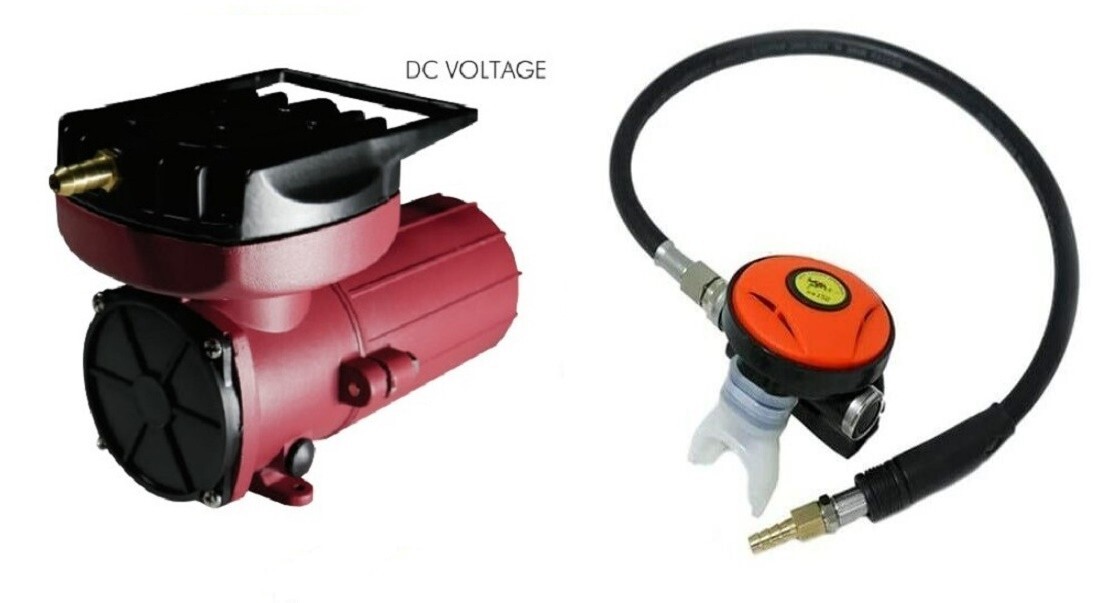 Scuba Diving Air Compressor 12V Oil-less Hookah +Regulator Direct Breath 140 LPM